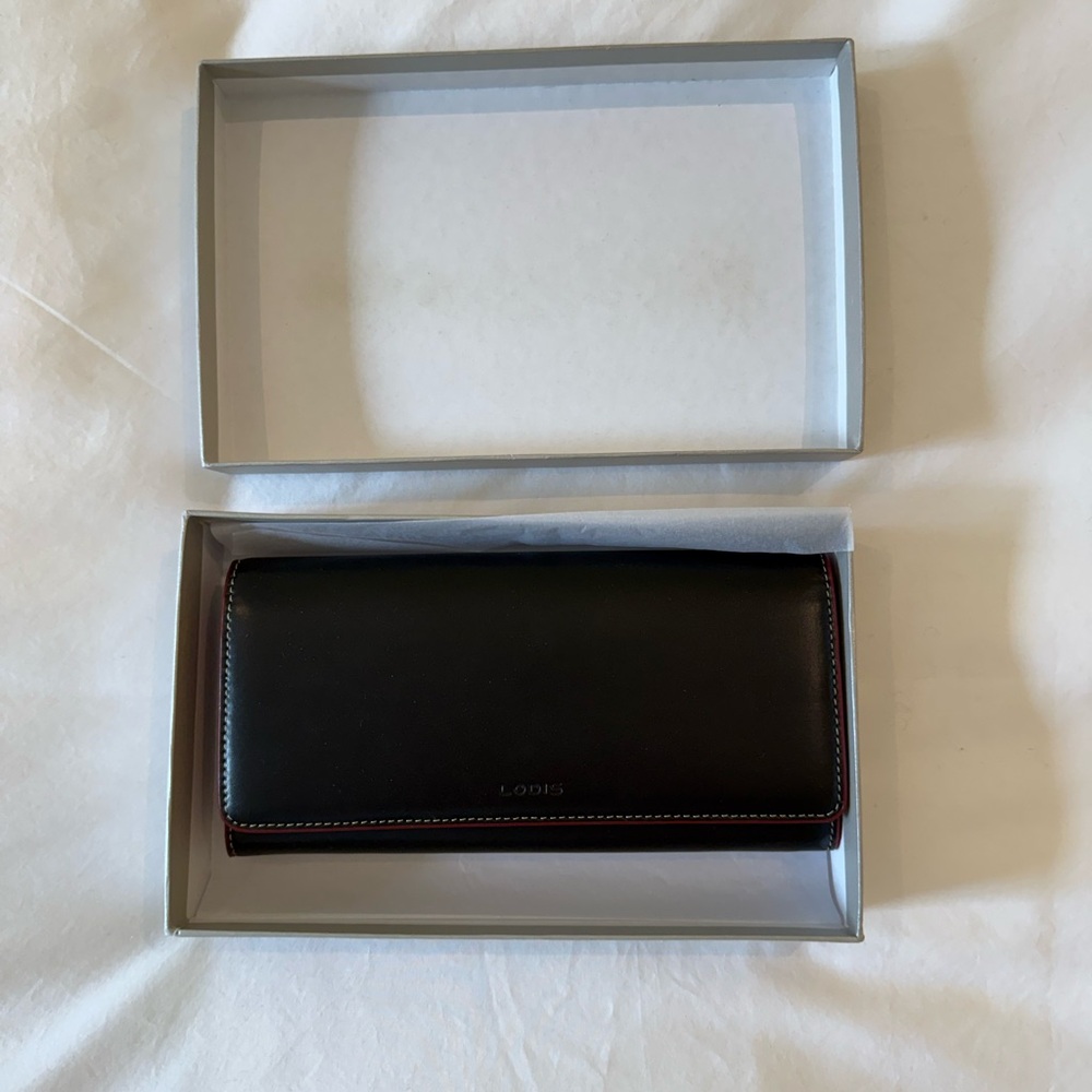 Lodis Black and Red Leather Wallet
